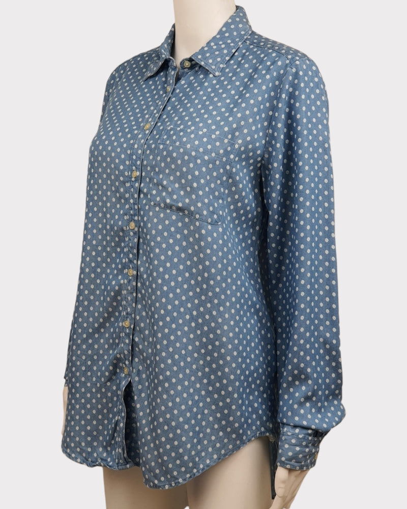 Loft Polka Dots Denim Blouse