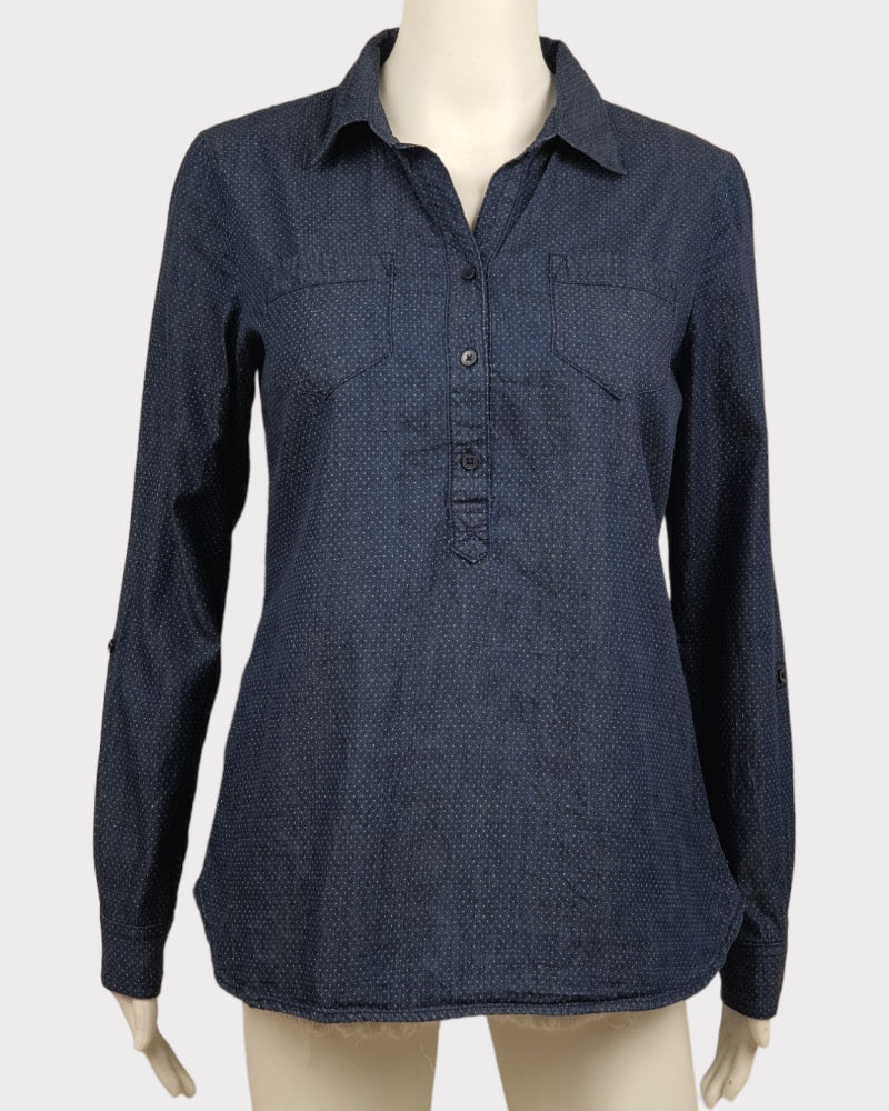 Liz Claiborne Polka Dots Cotton Denim Blouse