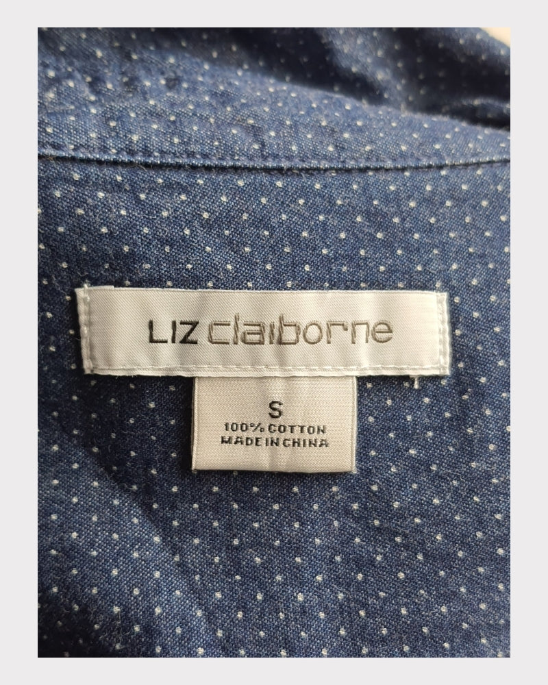 Liz Claiborne Polka Dots Cotton Denim Blouse