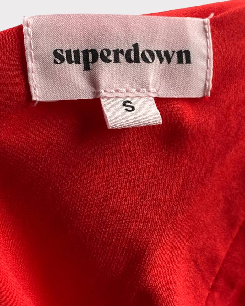 Super Down Red Plain Backless Romper (S)