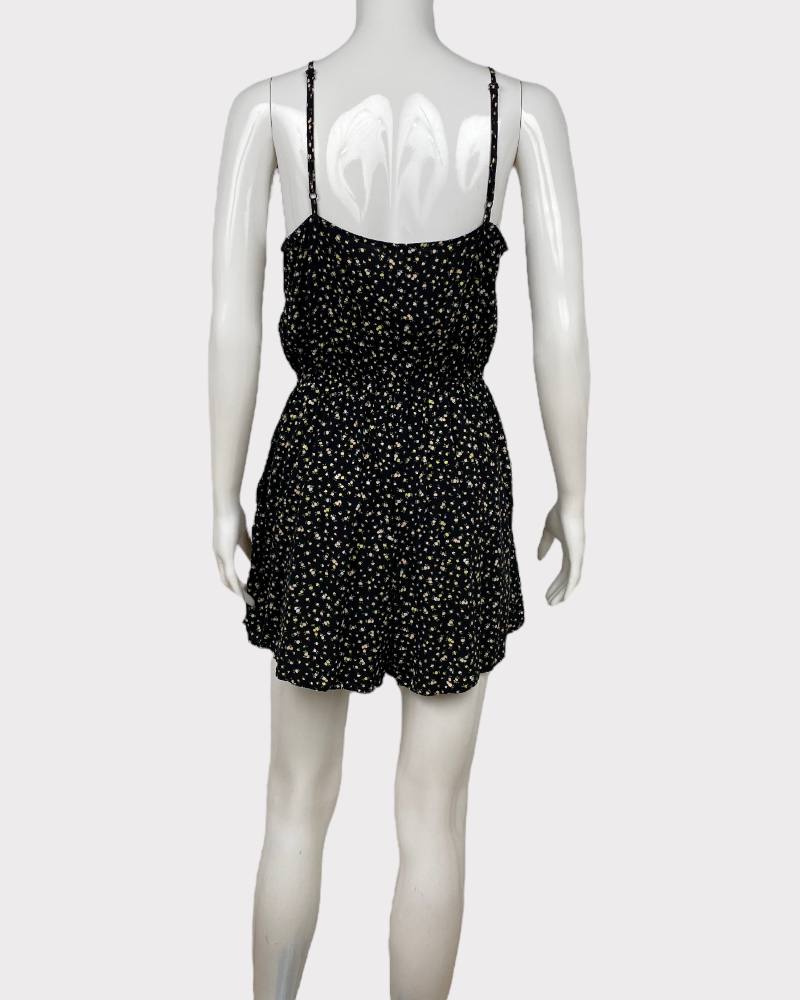 Divided Black Mini Floral Romper (M)