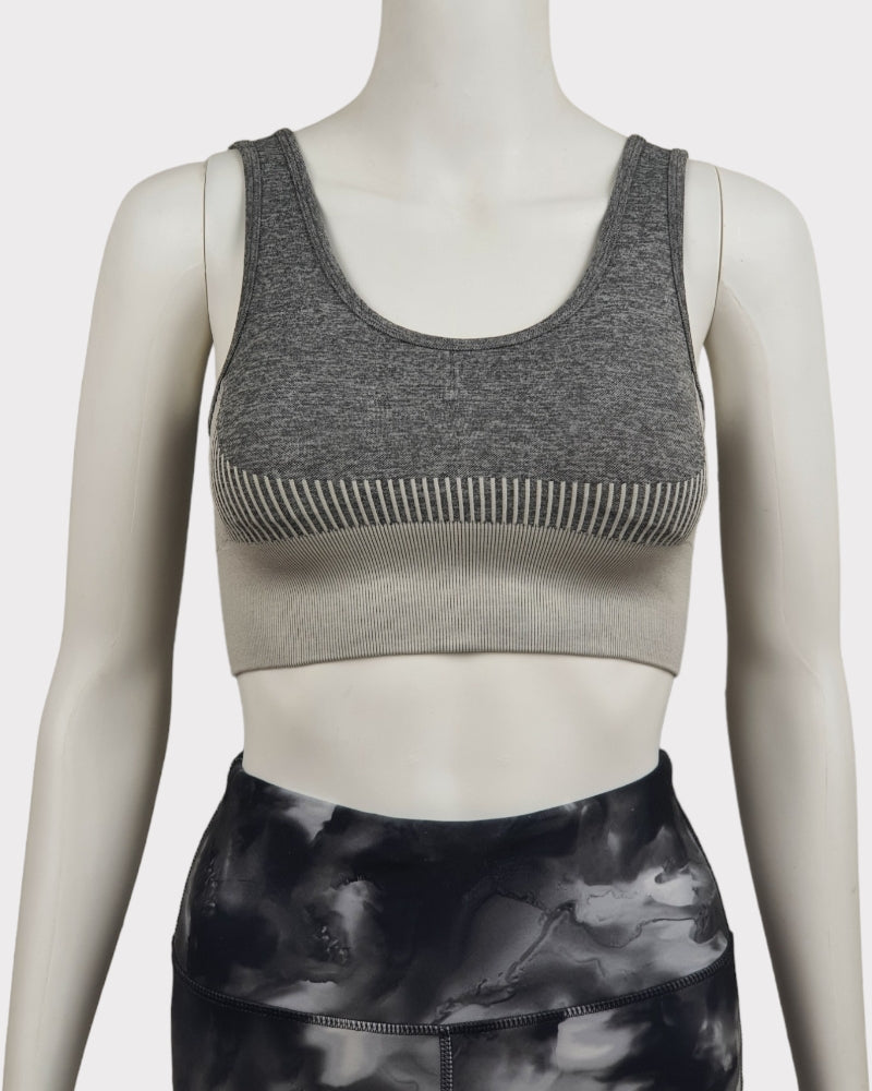 Stretchy Nylon Gray Sport Bra