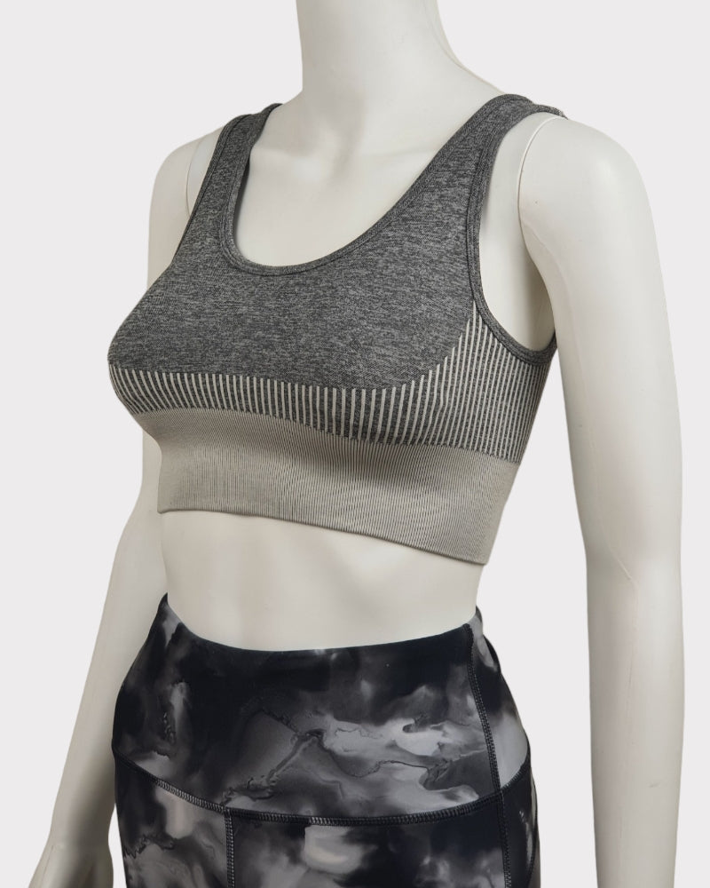 Stretchy Nylon Gray Sport Bra