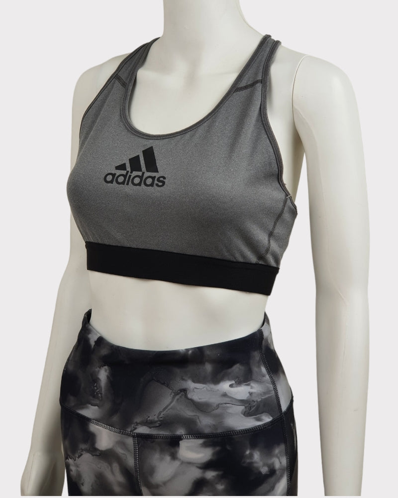 Adidas Gray/Black Fabric Sport Bra