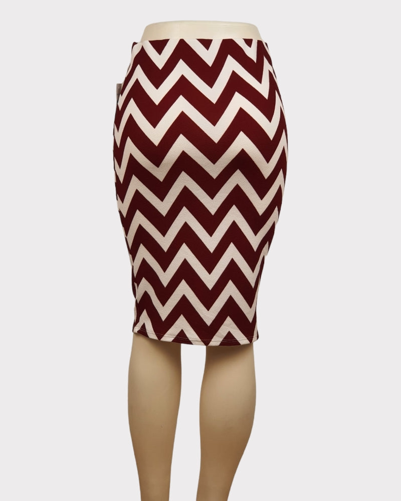 Lay Flat Designed White/Maroon Skirt