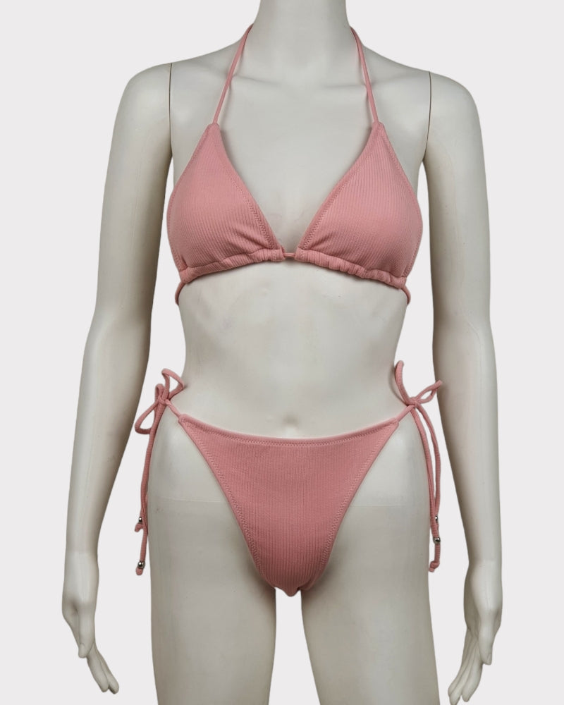 Plain Pink Tie Summer Swimsuit ( Medium )