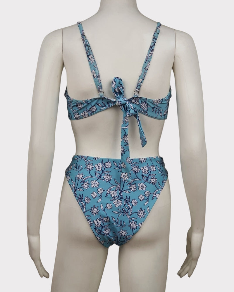 Floral V-neck Tie Back Swimsuit ( Medium )