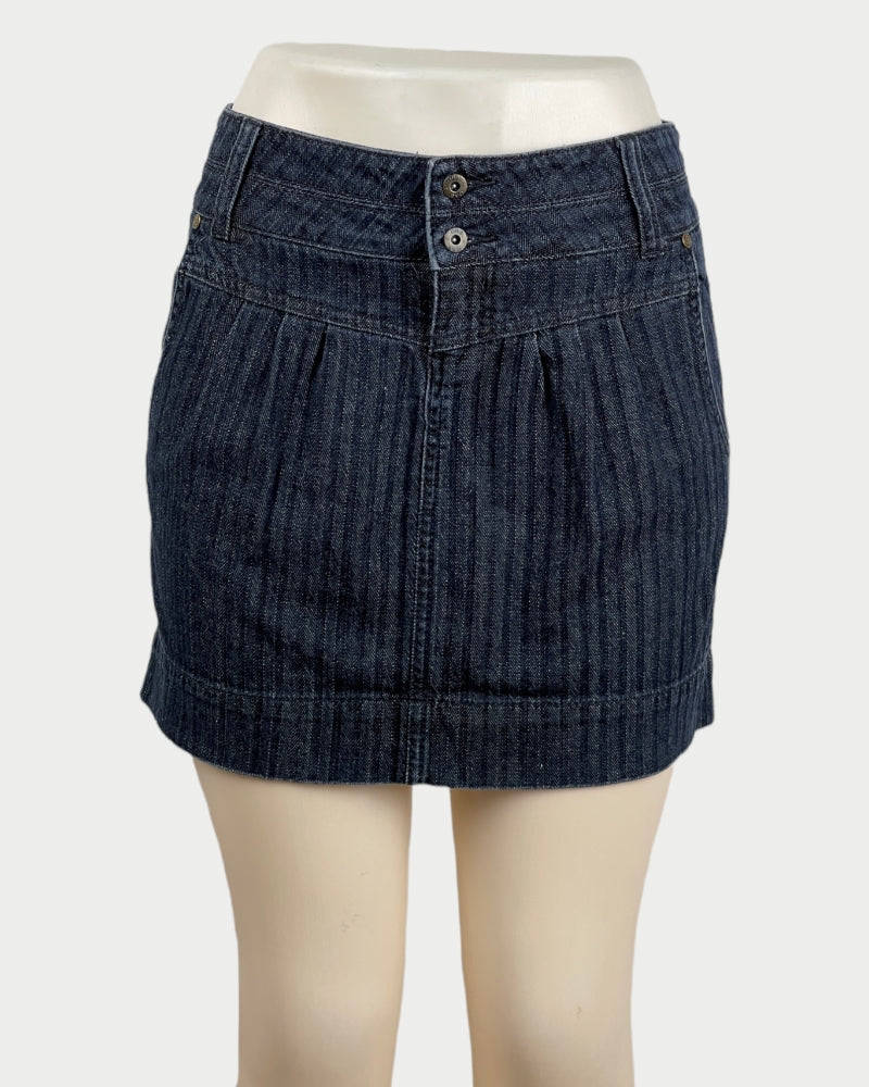 Orb Dark-Wash Blue Faded Denim Mini Skirt (W30)