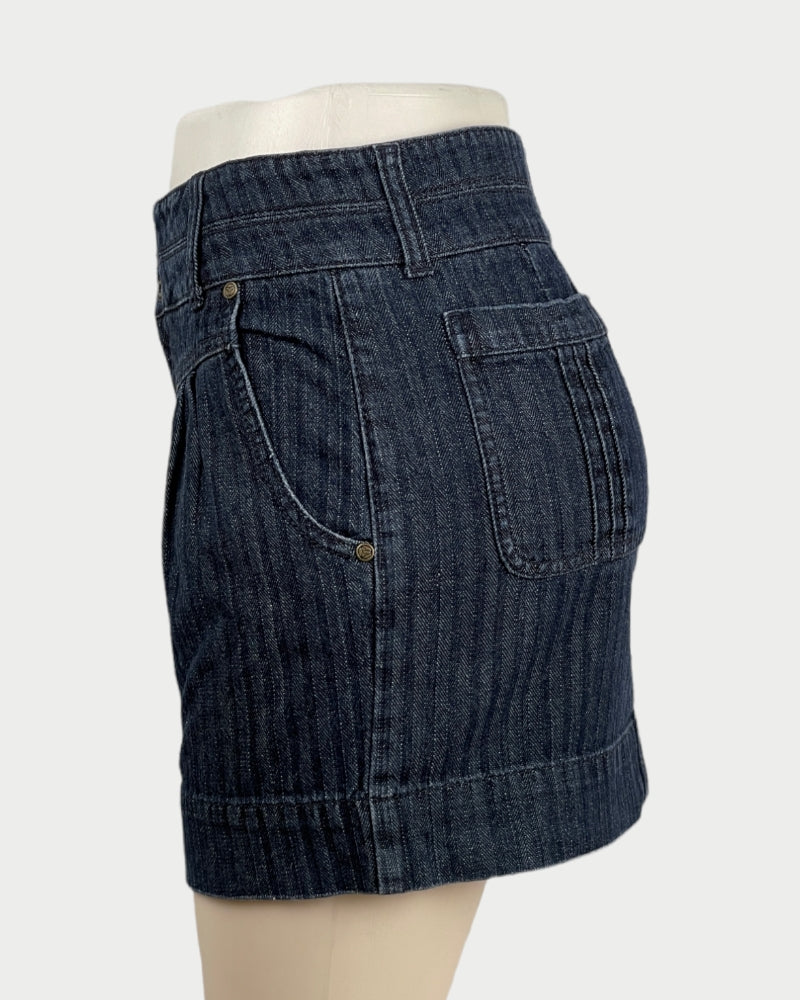 Orb Dark-Wash Blue Faded Denim Mini Skirt (W30)