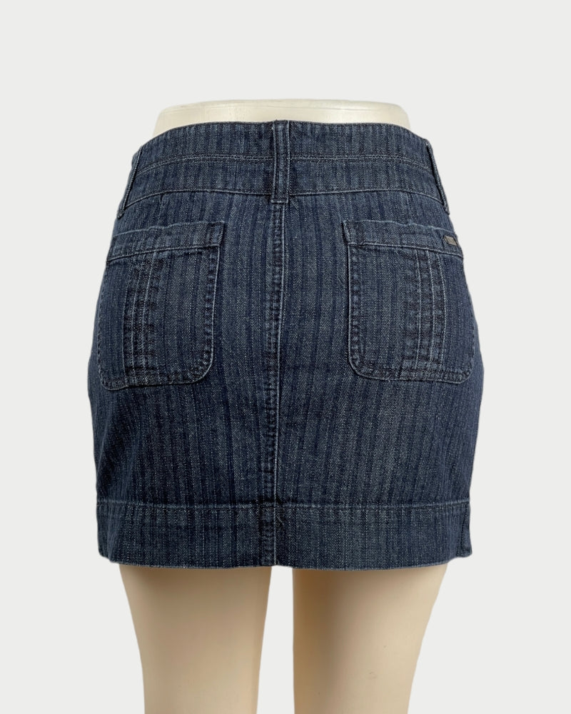 Orb Dark-Wash Blue Faded Denim Mini Skirt (W30)