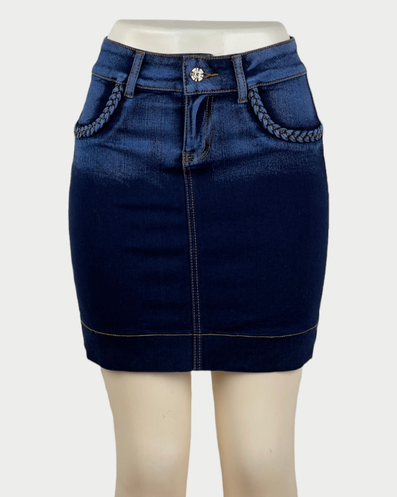 Fade Dyed Denim Mini Skirt (No size tag, W27)