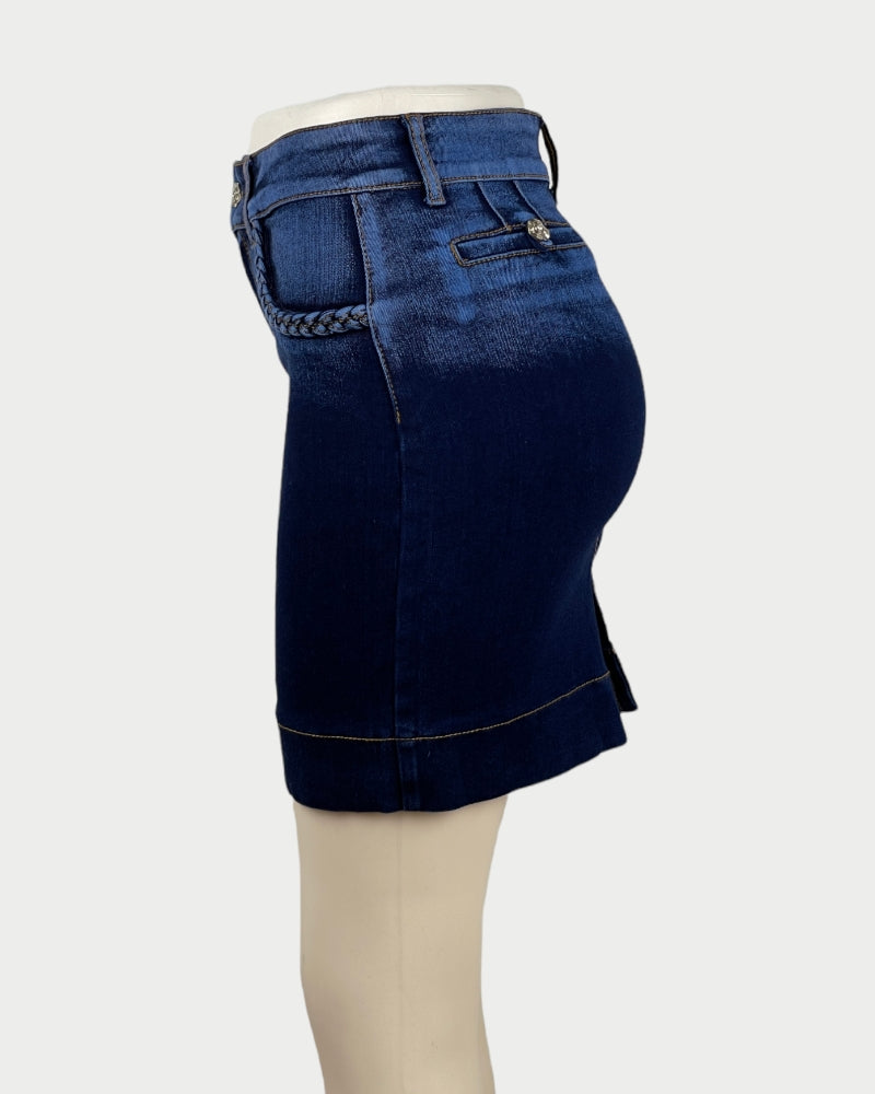 Fade Dyed Denim Mini Skirt (No size tag, W27)