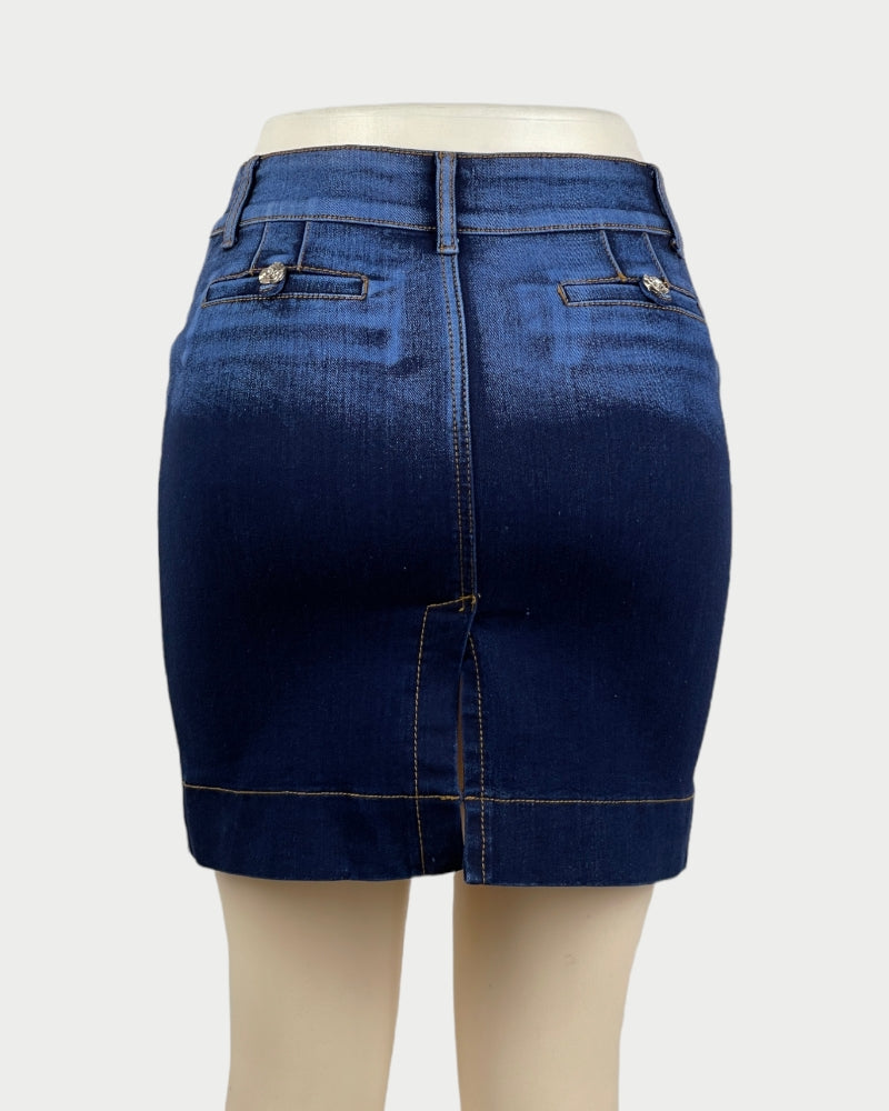 Fade Dyed Denim Mini Skirt (No size tag, W27)