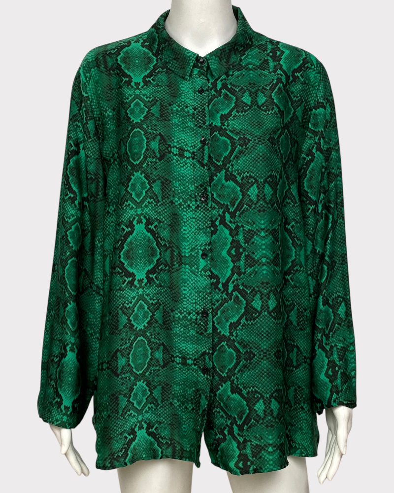 PRIMARK green snake print blouse ( uk18)
