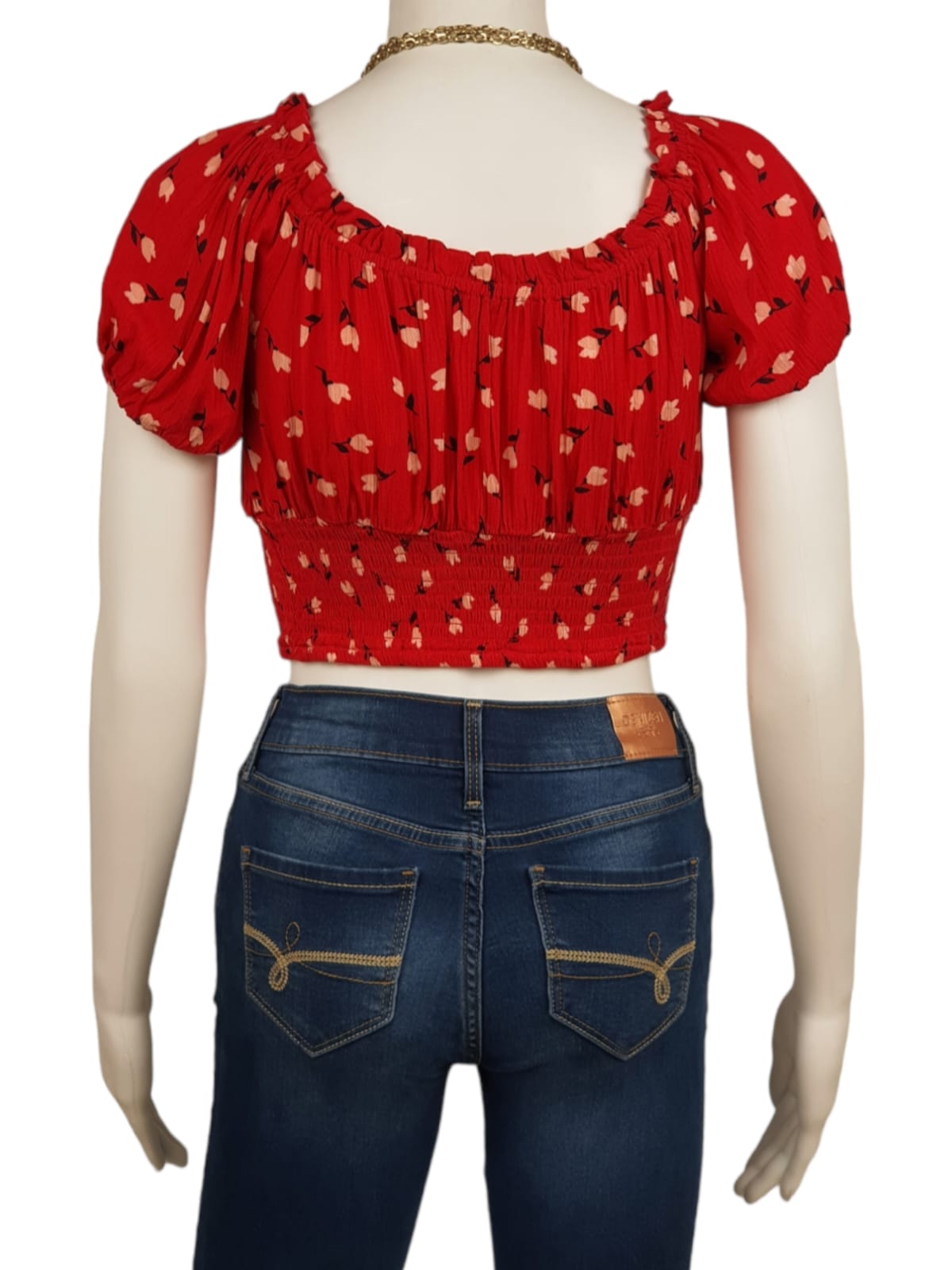 Red Floral Ruffle Croptop (S)