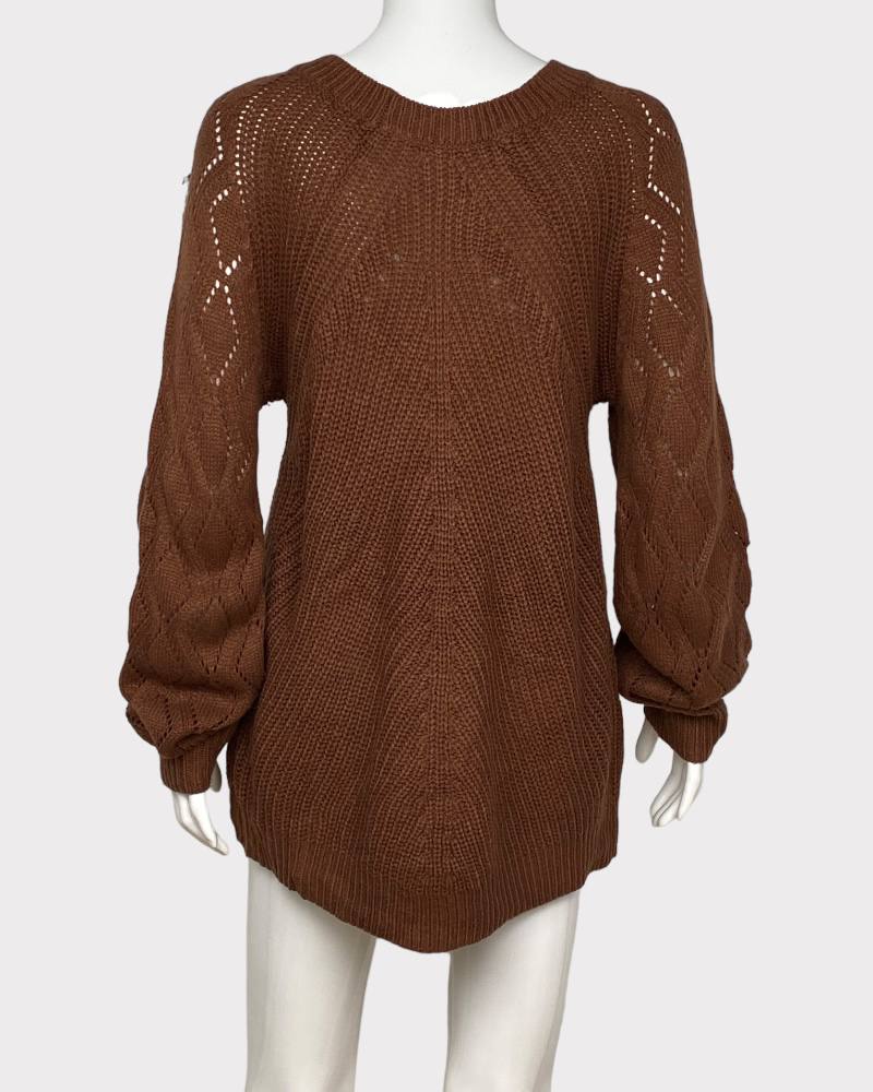 Brown Style Ladies Knitted Sweatshirt ( L )