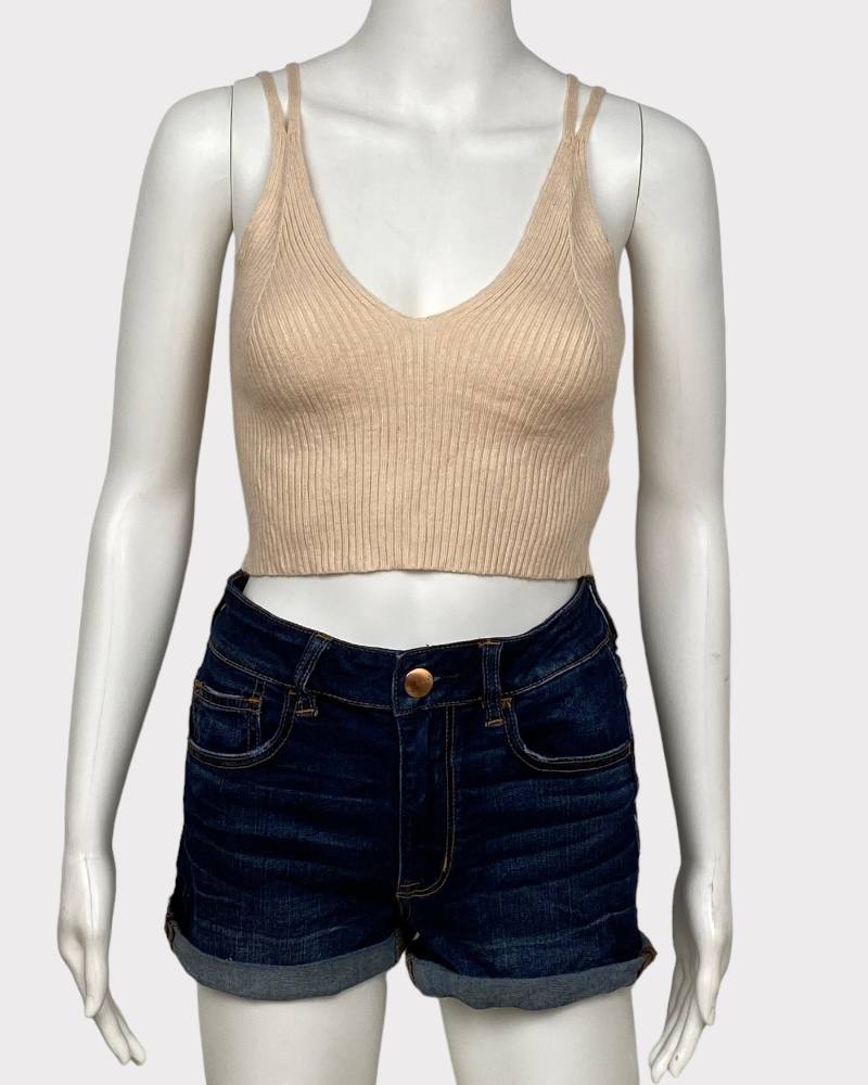 Cream Sexy Style  Ladies Knitted Crop Top