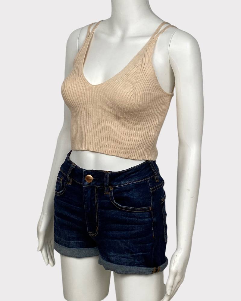 Cream Sexy Style  Ladies Knitted Crop Top