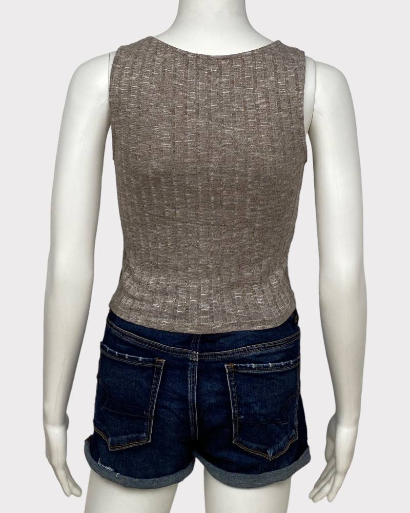 Red Brown Ladies Knitted Crop Top