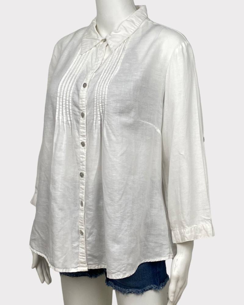 Croft&Barrow Plain White Linen Blouse