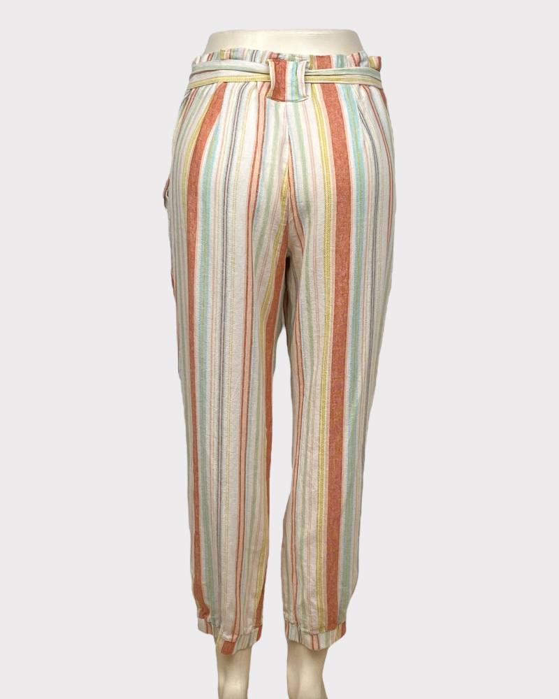 Cato Colored Stripped Linen Ladies Pant