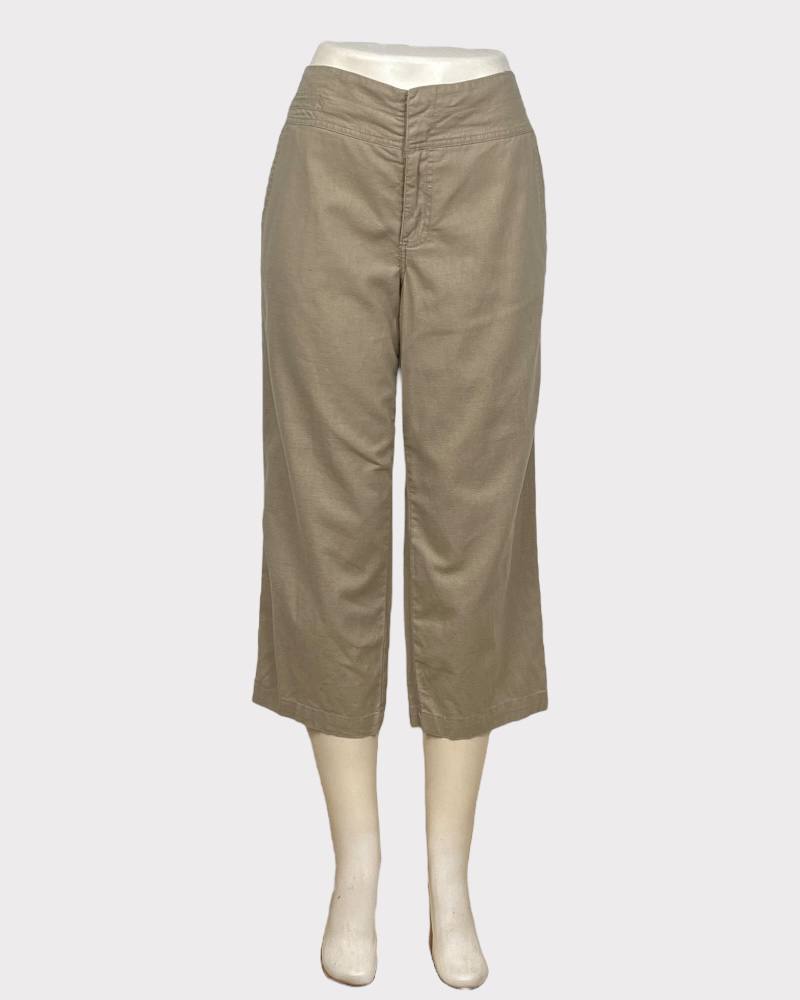 Brown Plain Color  Linen Ladies Pant