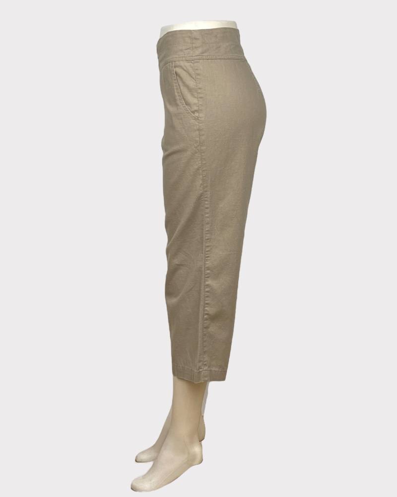 Brown Plain Color  Linen Ladies Pant