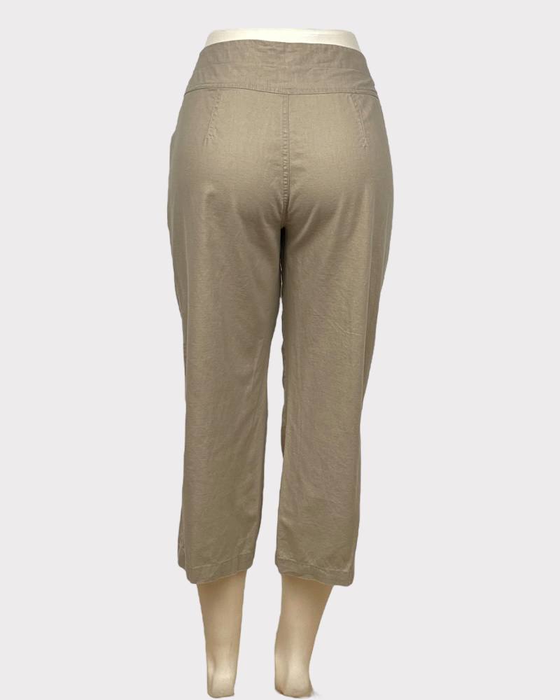 Brown Plain Color  Linen Ladies Pant