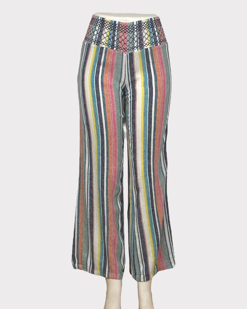 SO Colored Stripped Ladies Linen Pant