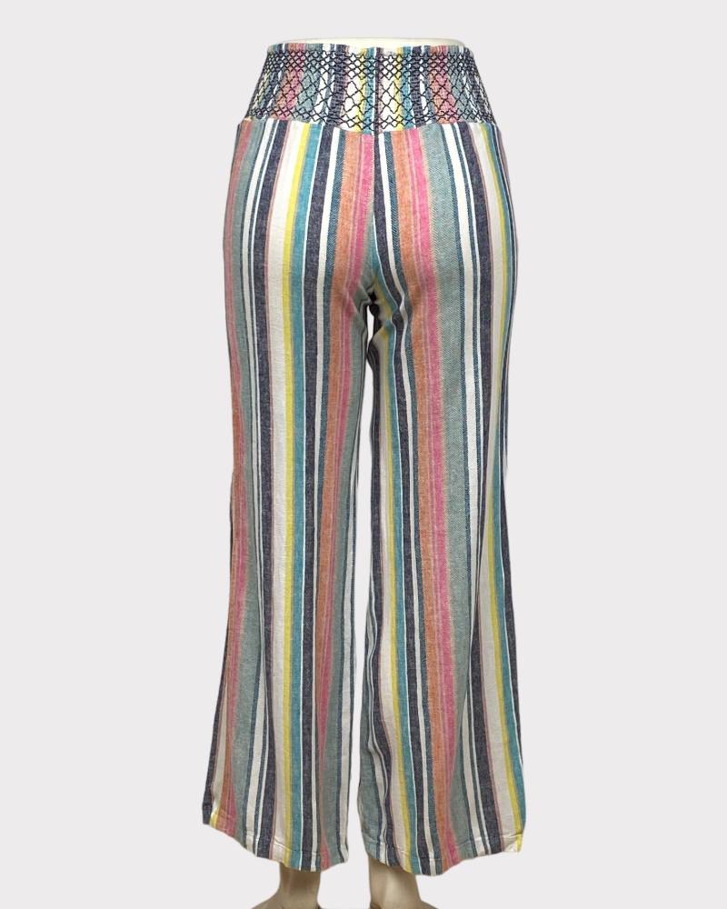 SO Colored Stripped Ladies Linen Pant