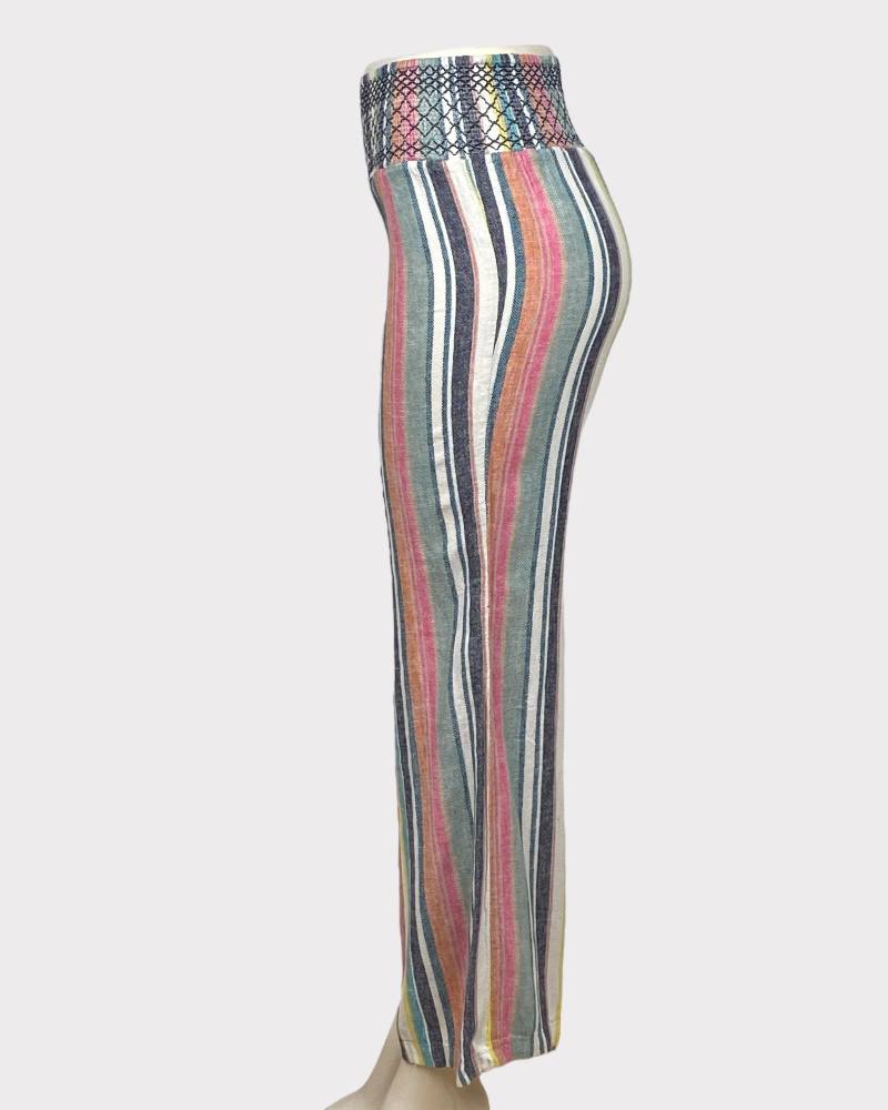 SO Colored Stripped Ladies Linen Pant