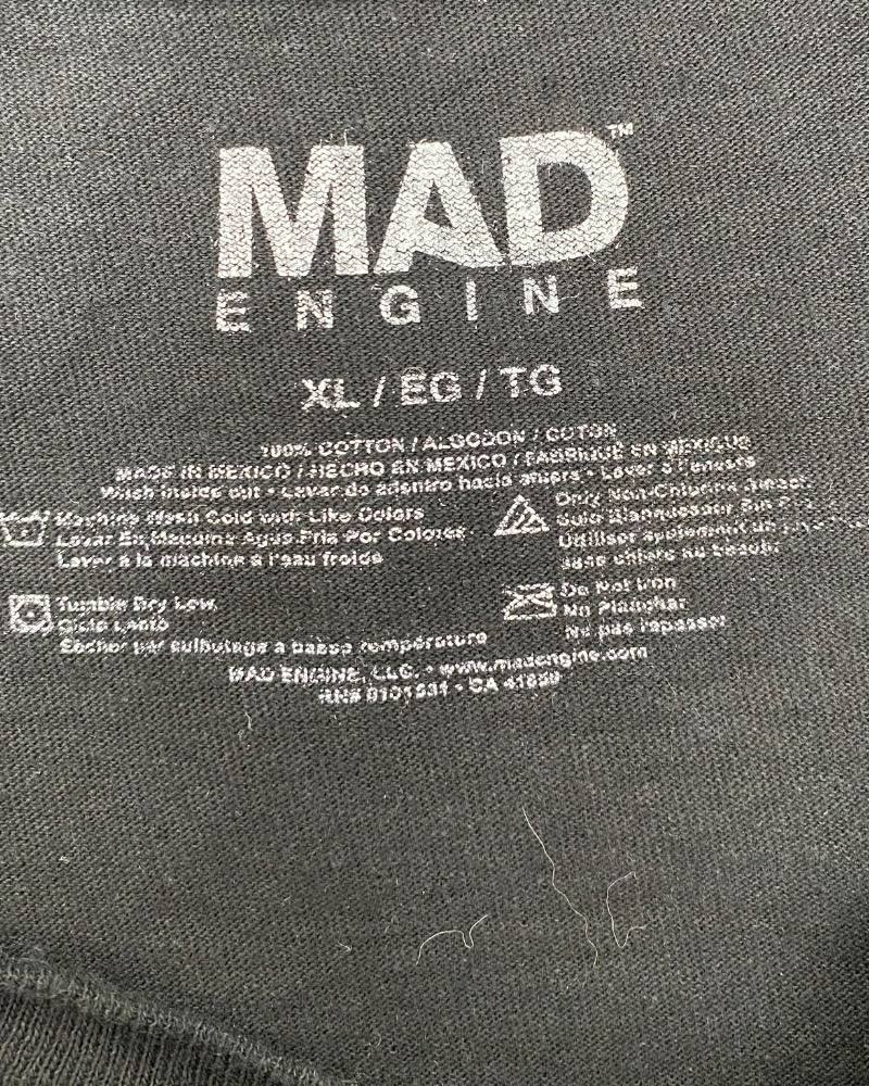 Mad Engine Plain Black Vintage T-shirt ( XL )