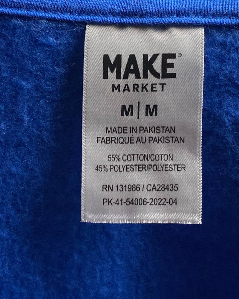 Make Market Plain Blue  Hooded Sweater ( M )