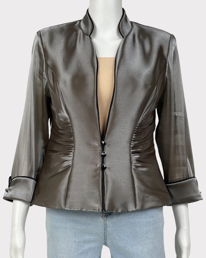 Dressbarn Collection Metallic Green Cinched Blazer (S)