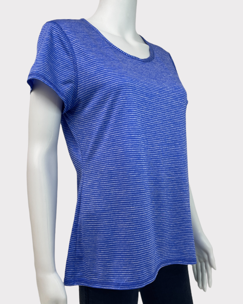 Athletic Works Blue Short-Sleeve Active Top (L)