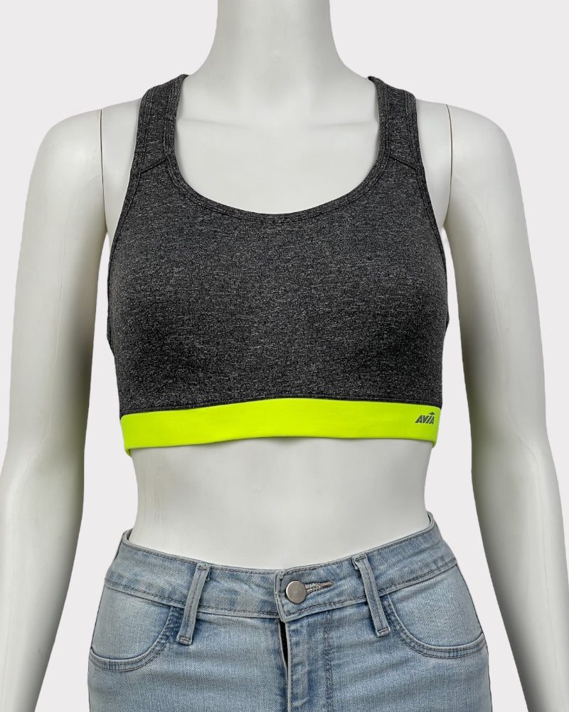 Avia Grey And Neon Green Sports Bra (L)