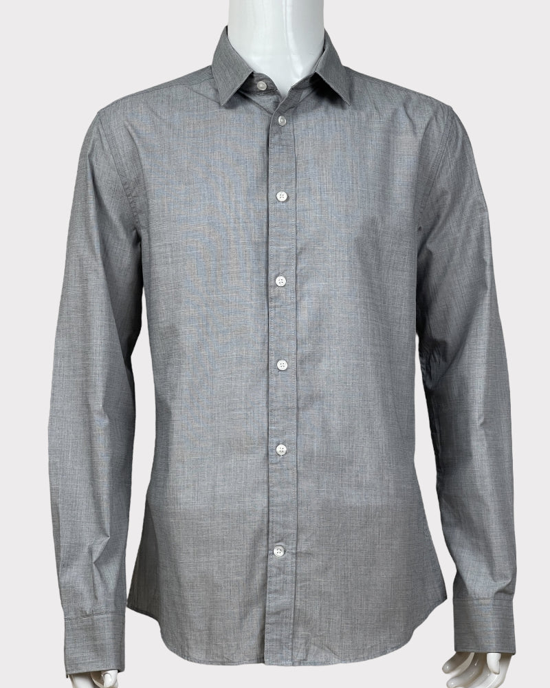 H&M Grey Slim Fit Button-Up Shirt (M)