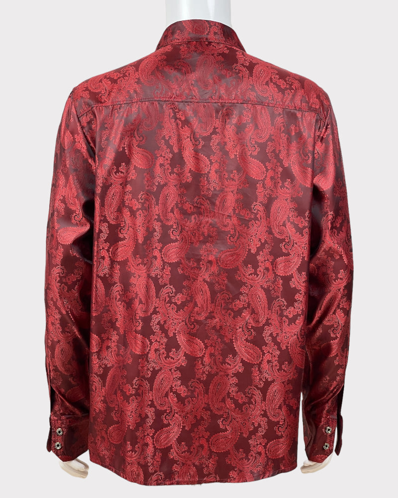 Cloudstyle Red Paisley Print Satin Shirt (L)