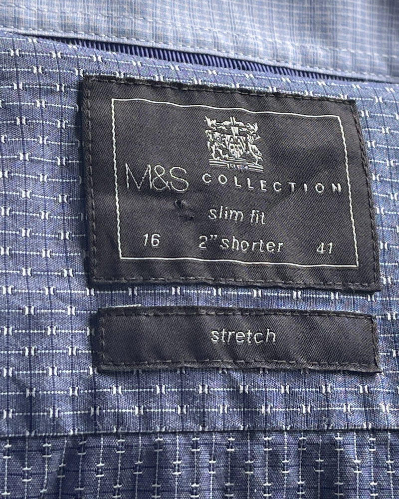 M&S Collection Blue Slim Fit Shirt (16)