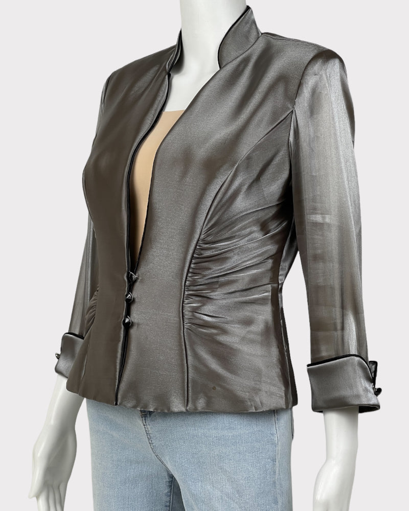 Dressbarn Collection Metallic Green Cinched Blazer (S)