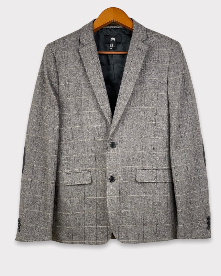 H&M Grey Check Wool Blazer