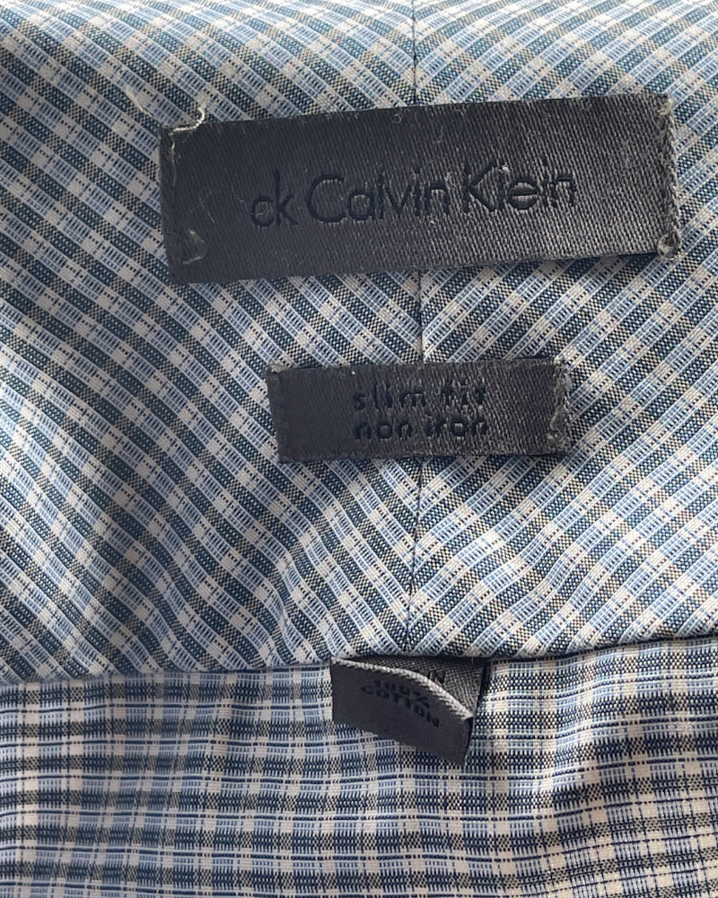 Calvin Klein Blue Slim Fit Non Iron Check Shirt (M)