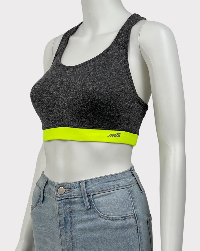 Avia Grey And Neon Green Sports Bra (L)