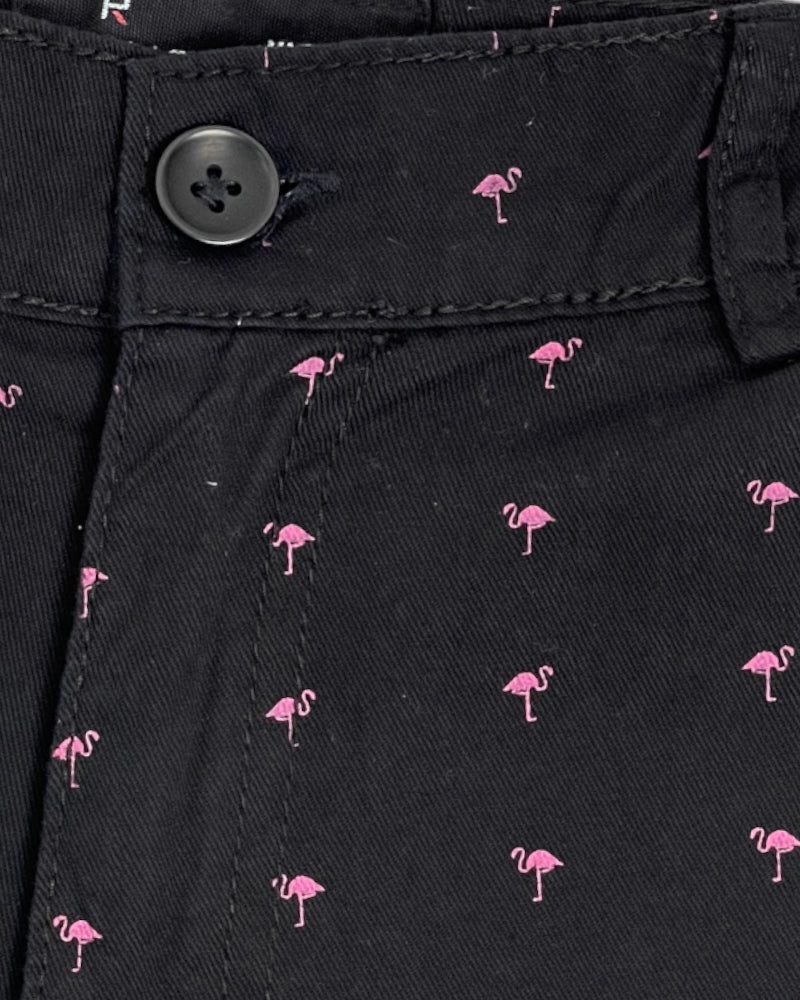 Public Record Men’s Black Regular Fit Flamingo Print Shorts (W35)