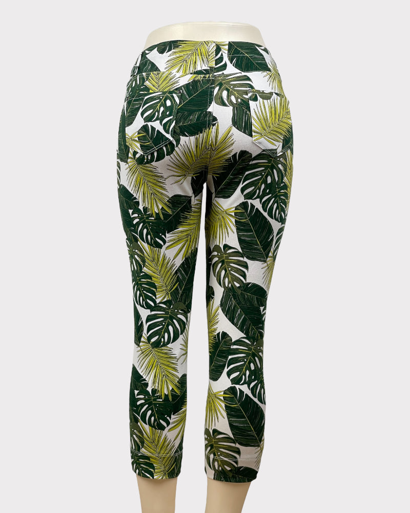 Time And Tru Leaf Print Jeggings (L)