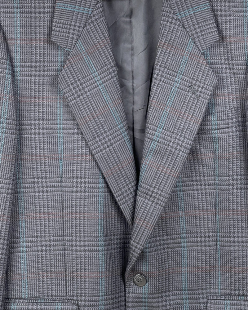 Hardy Amies Grey Multicolor Pattern Blazer