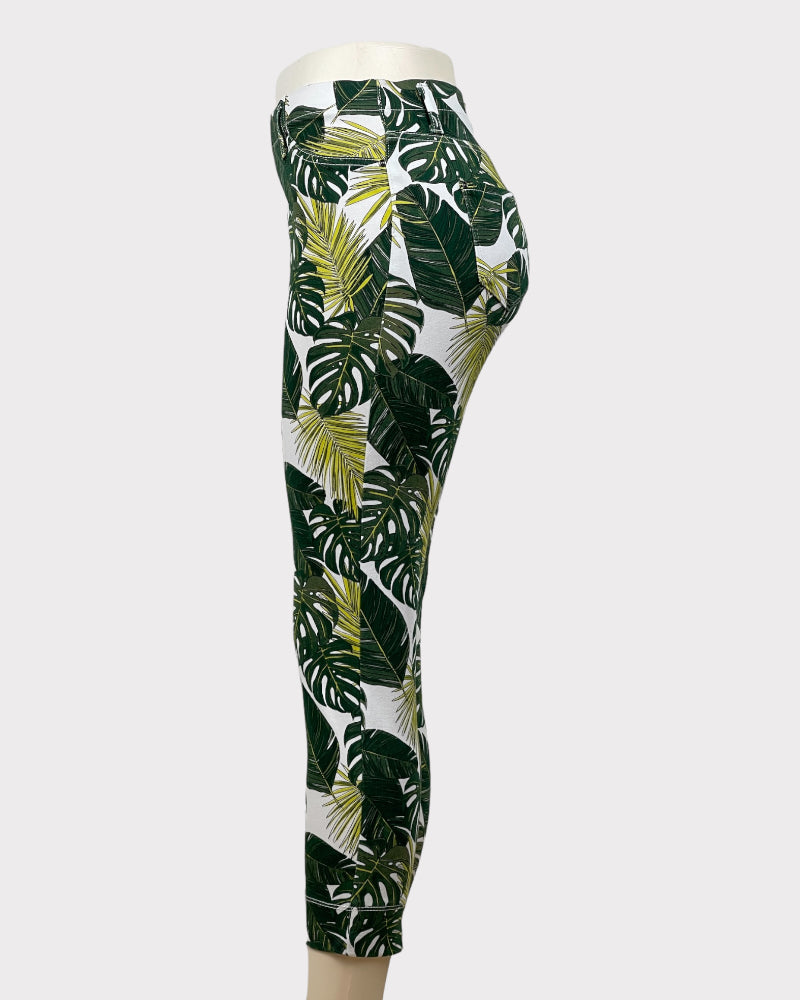 Time And Tru Leaf Print Jeggings (L)