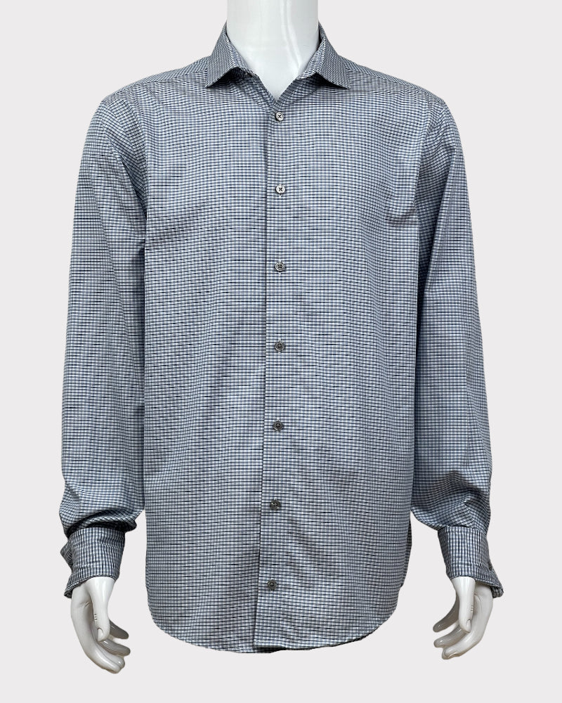 Calvin Klein Blue Slim Fit Non Iron Check Shirt (M)