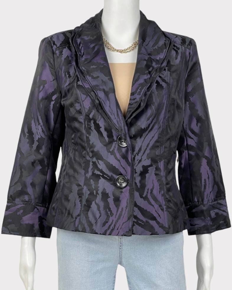 Erin London Purple Black Blue Printed Blazer (M)