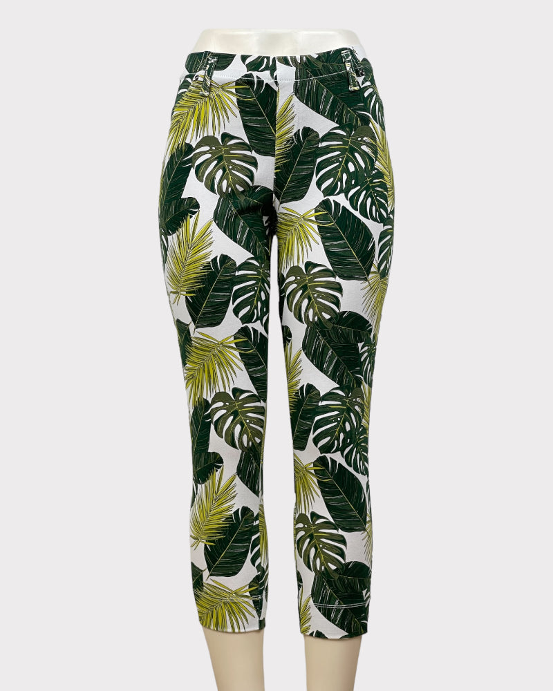 Time And Tru Leaf Print Jeggings (L)